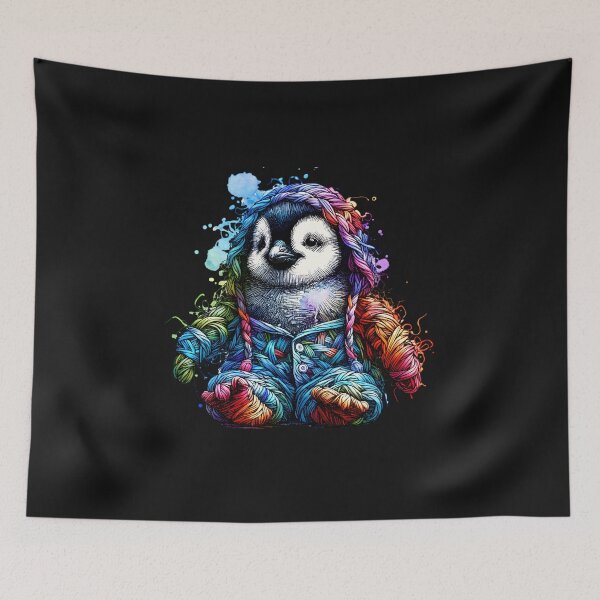 Item preview, Cute Penguin with Colorful Knitted Sweater  designed and sold by AwesomeBeyondLimits.