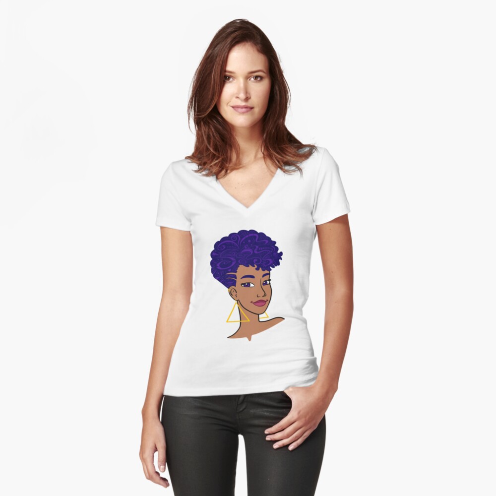 Item preview, Fitted V-Neck T-Shirt designed and sold by vee-madinina.