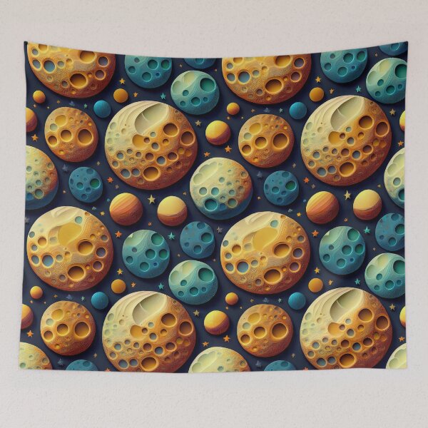 Item preview, Lunar Moon Landscape: A whimsical pattern featuring moons of various shapes and sizes, each with unique craters and textures, creating a dreamy and ethereal atmosphere. designed and sold by Grang Art Artistic Designs.