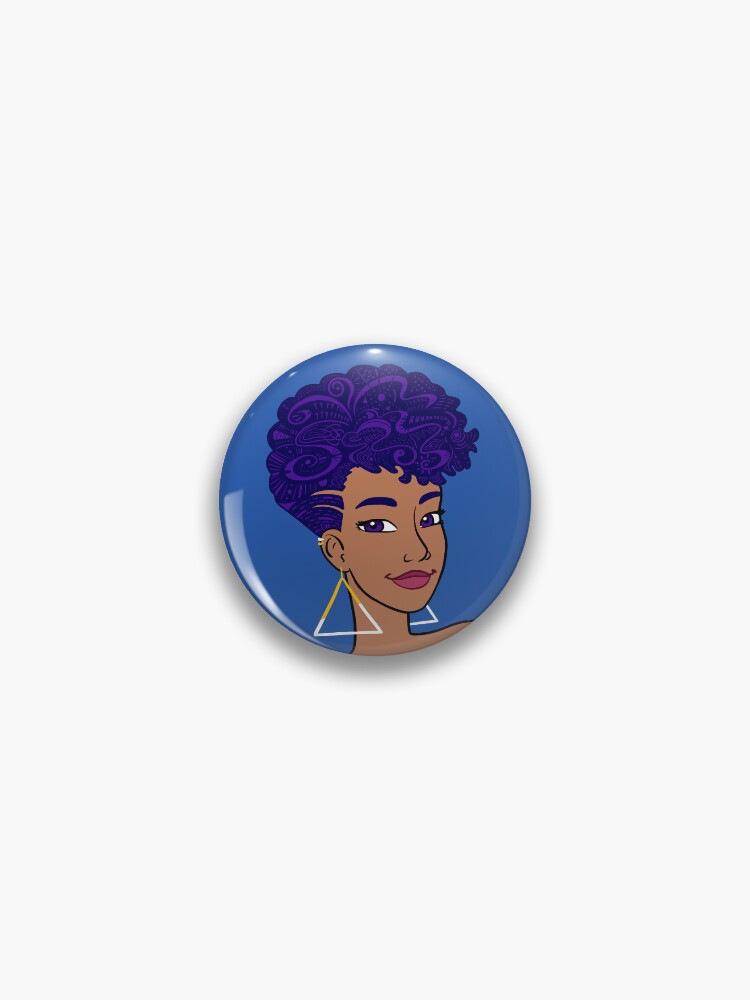 Thumbnail 1 of 3, Pin, Black woman with a frohawk designed and sold by vee-madinina.