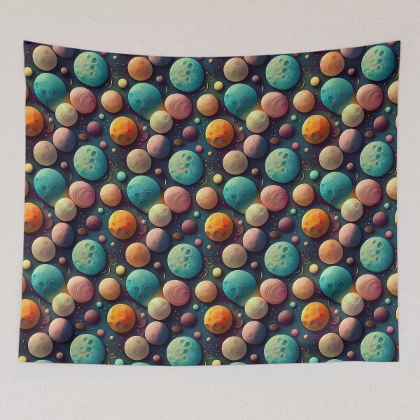Item preview, Cosmic Magic: A whimsical pattern featuring moons of various shapes and sizes, each with unique craters and textures, creating a dreamy and ethereal atmosphere. designed and sold by Grang Art Artistic Designs.