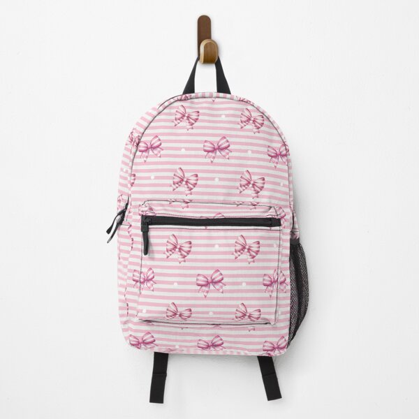 Item preview, Pink bow pattern on striped background designed and sold by BellaRoxiell.