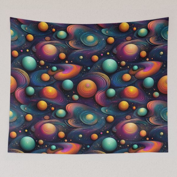 Item preview, Planet Parade: A playful pattern with planets swirling across the sky, each one unique and full of character. designed and sold by Grang Art Artistic Designs.