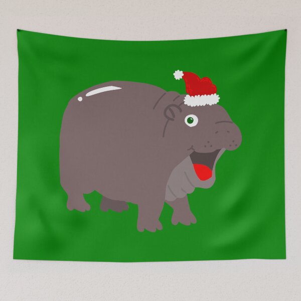Item preview, cute santa hippo christmas hippopotamus  designed and sold by Gossip Rag.