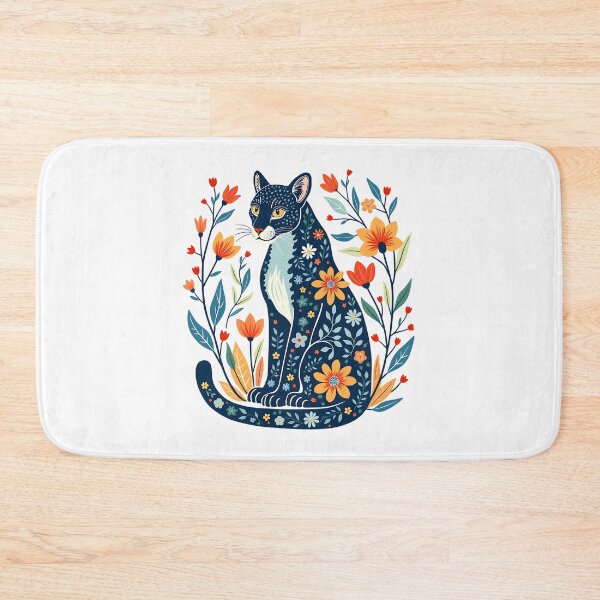Item preview, Floral Cat Illustration with Vibrant Flowers designed and sold by BirdsnStuff.