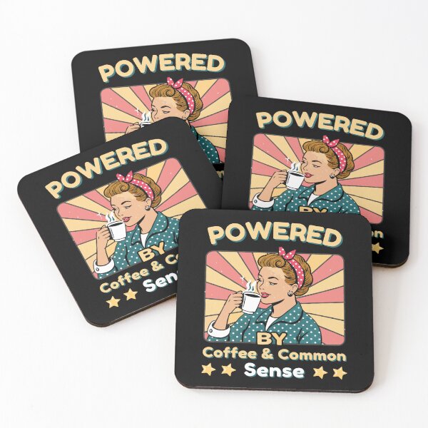 Item preview, Powered by Coffee and Common Sense Retro Design designed and sold by Text2tee.