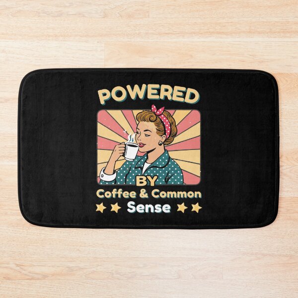 Item preview, Powered by Coffee and Common Sense Retro Design designed and sold by Text2tee.