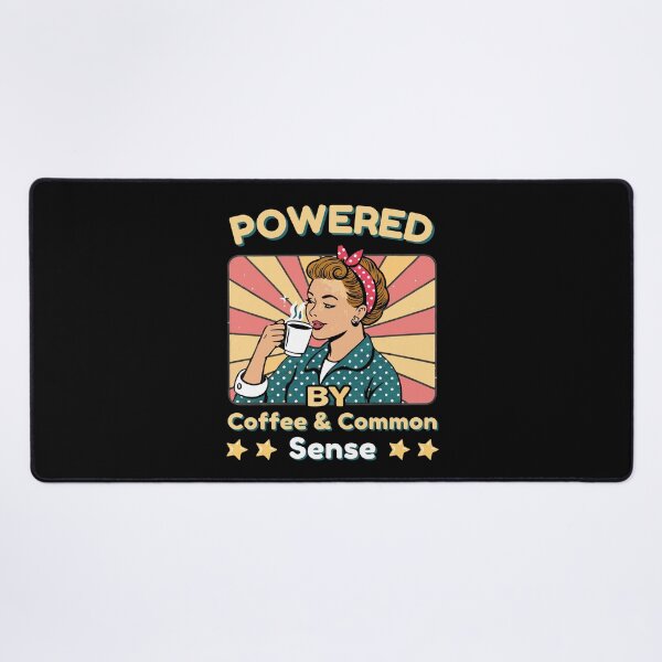 Item preview, Powered by Coffee and Common Sense Retro Design designed and sold by Text2tee.