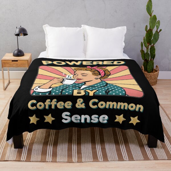 Item preview, Powered by Coffee and Common Sense Retro Design designed and sold by Text2tee.