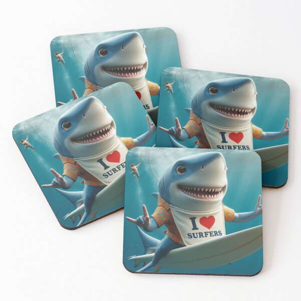 Item preview, funny shark wearing a bib that reads I love surfers designed and sold by Outlandishrob.