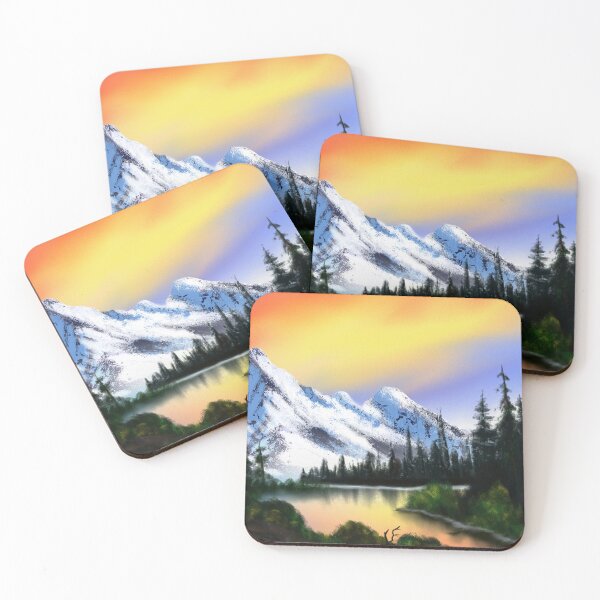 Item preview, Nature river, snow capped mountains digital oil panting designed and sold by AshsPixels.