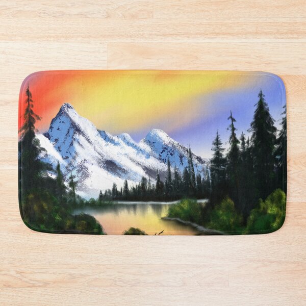 Item preview, Nature river, snow capped mountains digital oil panting designed and sold by AshsPixels.