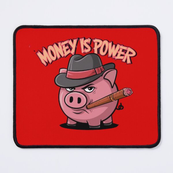Item preview, gangster piggy bank holding a cigar - money is power designed and sold by 123ks.