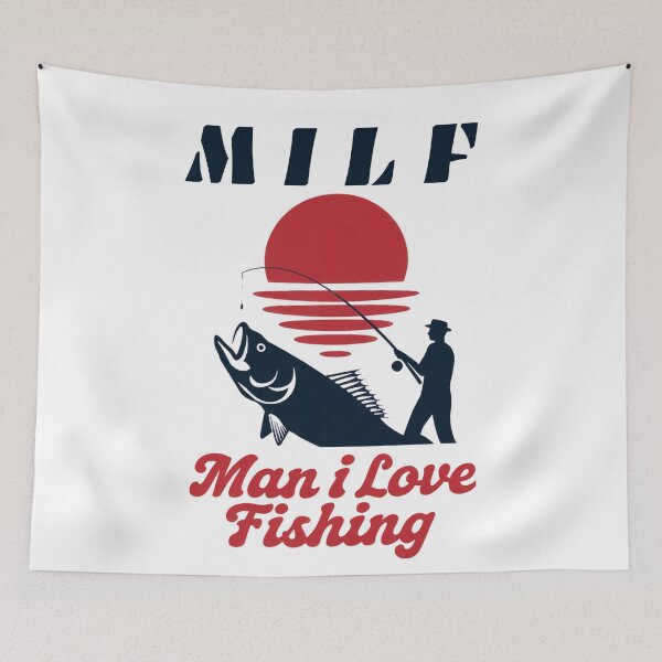 Item preview, MILF Man I Love Fishing Retro Anglers Gift  designed and sold by Anniko Art Studio.