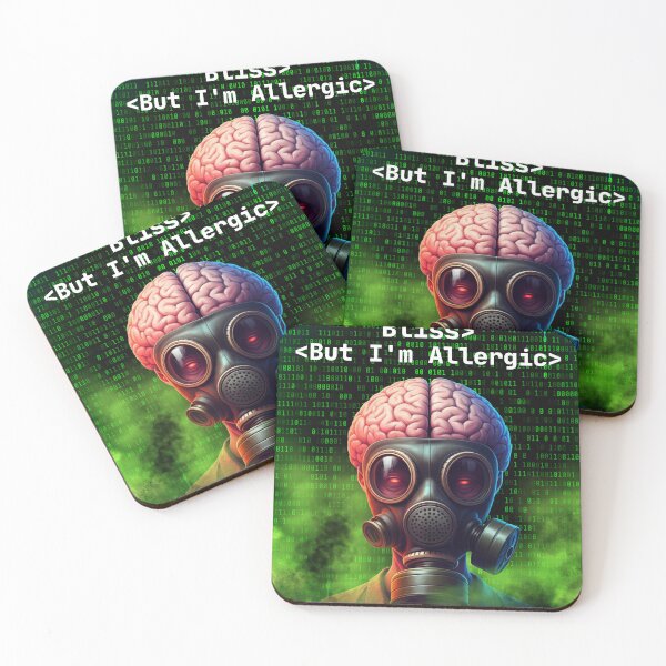 Item preview, Ignorance is Bliss But I'm Allergic - Gas Mask Brain Art, Anti-Conformity Quote Design designed and sold by Iiamspecial1.
