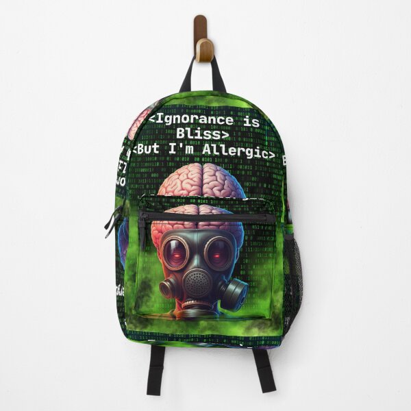 Item preview, Ignorance is Bliss But I'm Allergic - Gas Mask Brain Art, Anti-Conformity Quote Design designed and sold by Iiamspecial1.