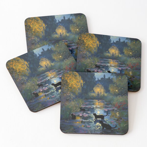 Item preview, Monet-Inspired Black Kittens at Night designed and sold by vwcallais.