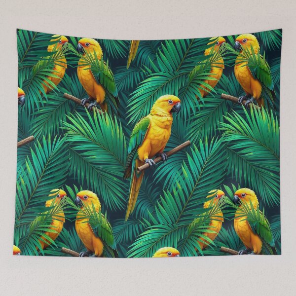 Item preview,  Tropical Jungle Seamless Pattern with Parrot and Palm Leaves designed and sold by hjian8219.