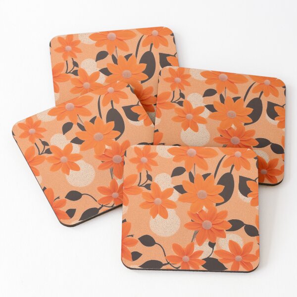 Item preview, Contemporary Orange Floral and Polka Dot Shapes Collage Seamless Pattern Set designed and sold by hjian8219.