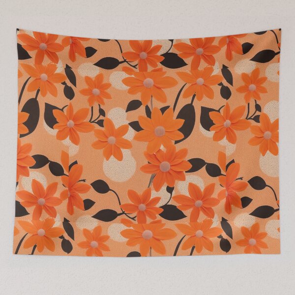 Item preview, Contemporary Orange Floral and Polka Dot Shapes Collage Seamless Pattern Set designed and sold by hjian8219.