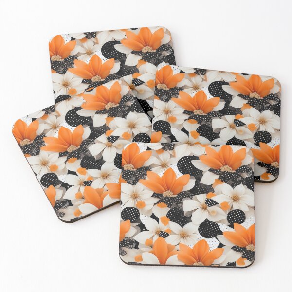 Item preview, Contemporary Orange Floral and Polka Dot Shapes Collage Seamless Pattern Set designed and sold by hjian8219.