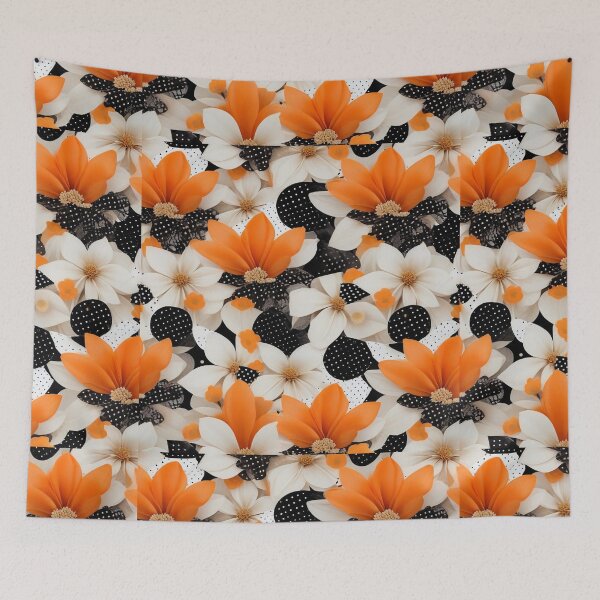 Item preview, Contemporary Orange Floral and Polka Dot Shapes Collage Seamless Pattern Set designed and sold by hjian8219.