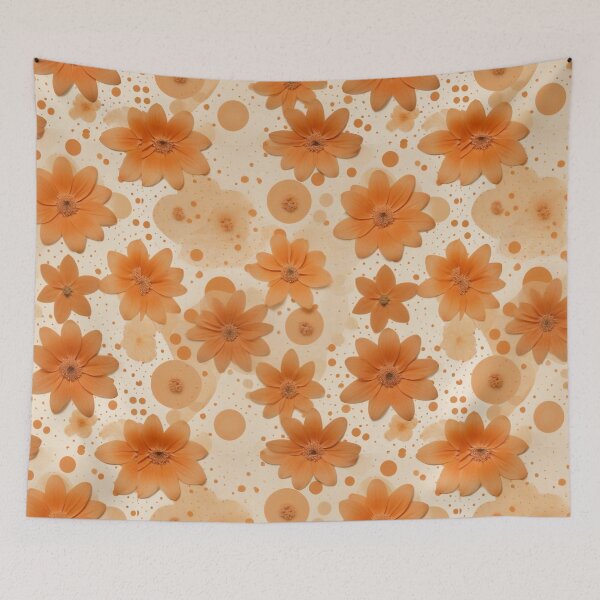 Item preview, Contemporary Orange Floral and Polka Dot Shapes Collage Seamless Pattern Set designed and sold by hjian8219.