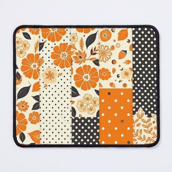 Item preview, Contemporary Orange Floral and Polka Dot Shapes Collage Seamless Pattern Set designed and sold by hjian8219.