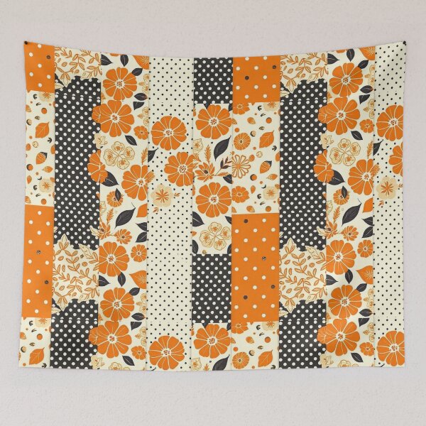 Item preview, Contemporary Orange Floral and Polka Dot Shapes Collage Seamless Pattern Set designed and sold by hjian8219.