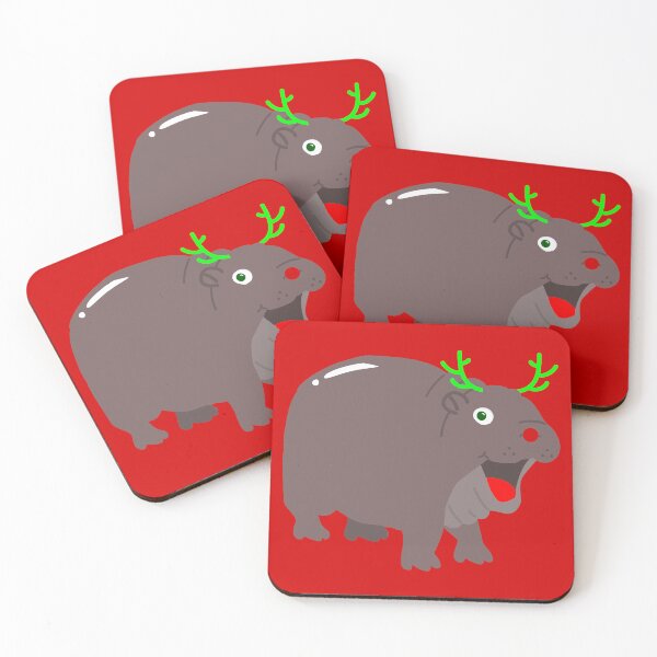 Item preview, cute hippo reindeer christmas hippopotamus  designed and sold by Gossip Rag.