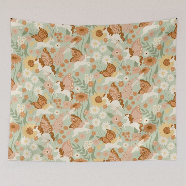 Item preview, Butterfly Unicorns Frolicking in the Garden designed and sold by latheandquill.