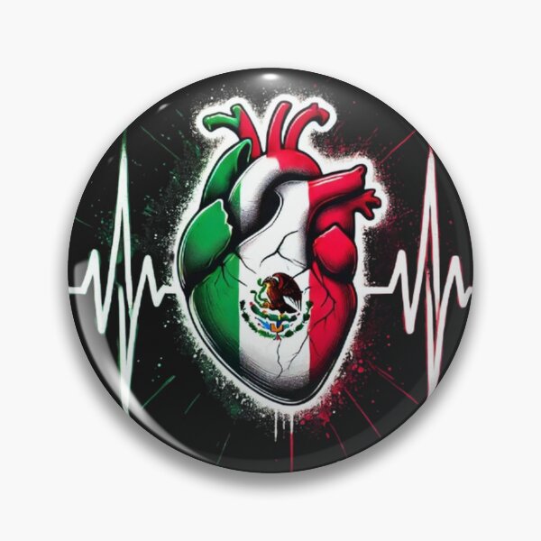 Item preview, Mexico Heart Mexico Flag Heartbeat EKG Pulse Mexican Pride designed and sold by SztylishDesigns.