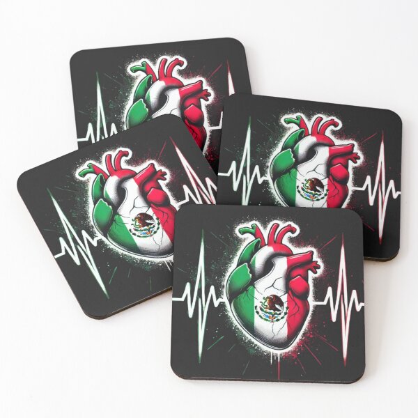 Item preview, Mexico Heart Mexico Flag Heartbeat EKG Pulse Mexican Pride designed and sold by SztylishDesigns.