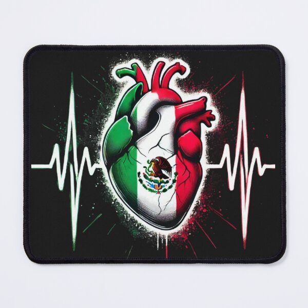 Item preview, Mexico Heart Mexico Flag Heartbeat EKG Pulse Mexican Pride designed and sold by SztylishDesigns.