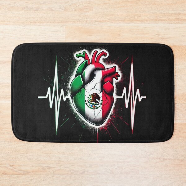 Item preview, Mexico Heart Mexico Flag Heartbeat EKG Pulse Mexican Pride designed and sold by SztylishDesigns.