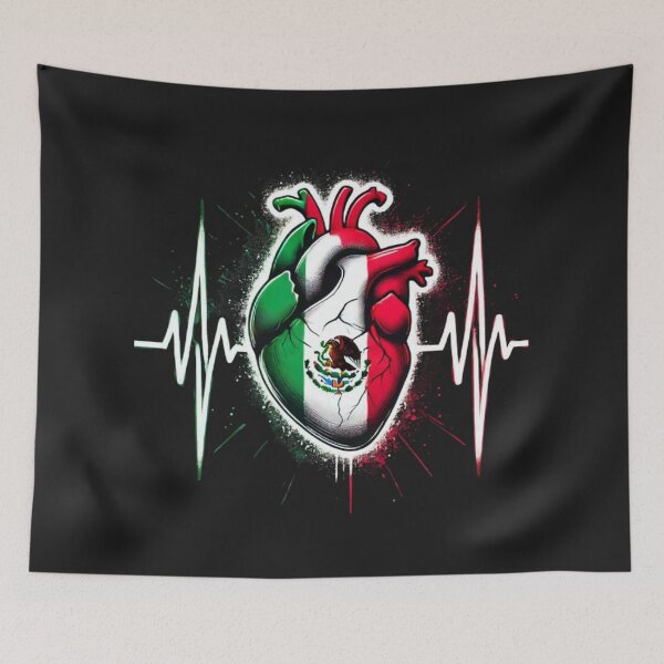 Item preview, Mexico Heart Mexico Flag Heartbeat EKG Pulse Mexican Pride designed and sold by SztylishDesigns.