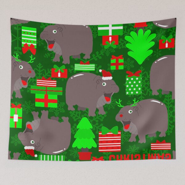 Item preview, cute hippo merry christmas hippopotamus  designed and sold by Gossip Rag.