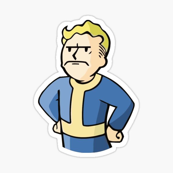 Vista previa del artículo con la obra «Pegatina de Vault Boy enojado», diseñado y vendido por AlbiArt1101.