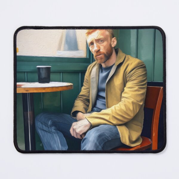 Item preview, if Van Gogh would be alive and sitting in a cafateria wearing jeans painted in van gogh style self portrait designed and sold by EmeraldeaArt.