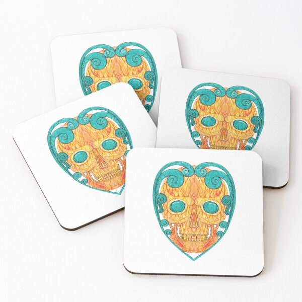 Item preview, Fiery orange sapphire and turquoise skull jewelry design. designed and sold by Jiwsurreal.