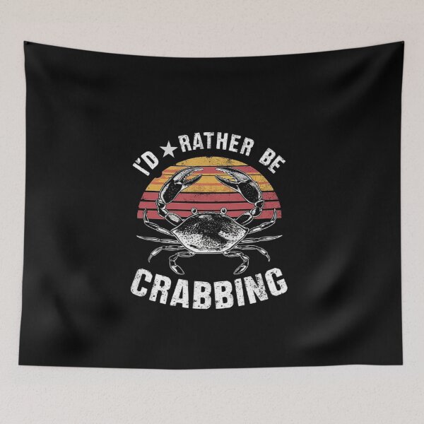 Item preview, Vintage Crab Design with Sunset - I’d Rather Be Crabbing designed and sold by love3617.