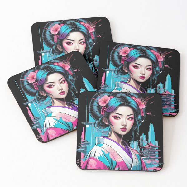 Item preview, Japanese Geisha Girl Vaporwave Cyberpunk designed and sold by Chibloom.