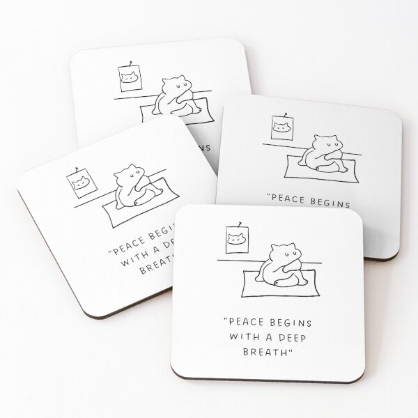 Item preview, Peace Begins with a Deep Breath | Yoga Cat Illustration designed and sold by RM-Journey.