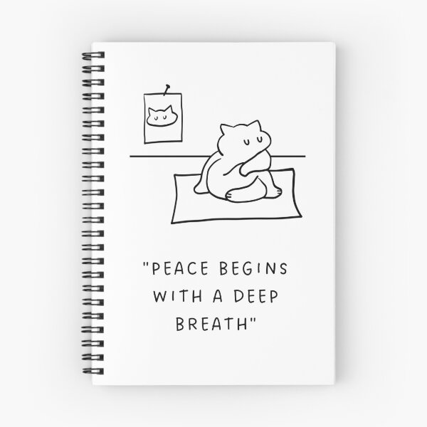 Item preview, Peace Begins with a Deep Breath | Yoga Cat Illustration designed and sold by RM-Journey.