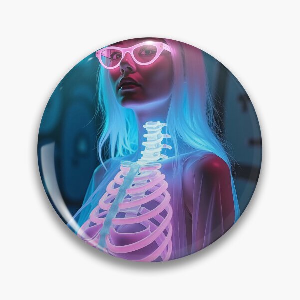Item preview, Vibrant Neon Skeleton Glow with Purple-Pink Haired Woman – Futuristic Graffiti Aesthetic designed and sold by marvinismyname.