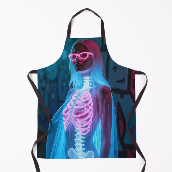 Item preview, Vibrant Neon Skeleton Glow with Purple-Pink Haired Woman – Futuristic Graffiti Aesthetic designed and sold by marvinismyname.