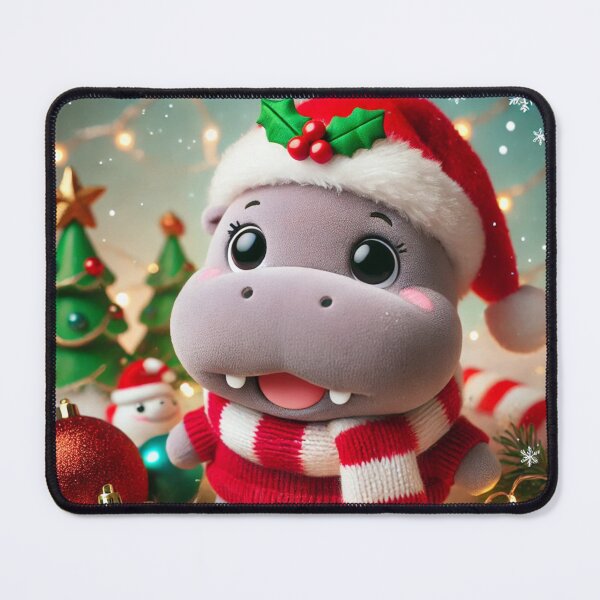 Item preview, Christmas Cutie Hippo - Festive Holiday Hippo in Santa Hat designed and sold by Pimfonult.