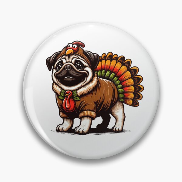Item preview, Pug Dog Thanksgiving designed and sold by doodIllustrate.