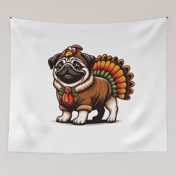 Item preview, Pug Dog Thanksgiving designed and sold by doodIllustrate.