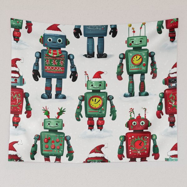 Item preview, Robot Christmas Snow Curtain Cover and Curtains designed and sold by EN-YJW.